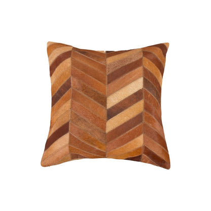 Set of Two 18" Tan Chevron Cowhide Throw Pillows HomeRoots