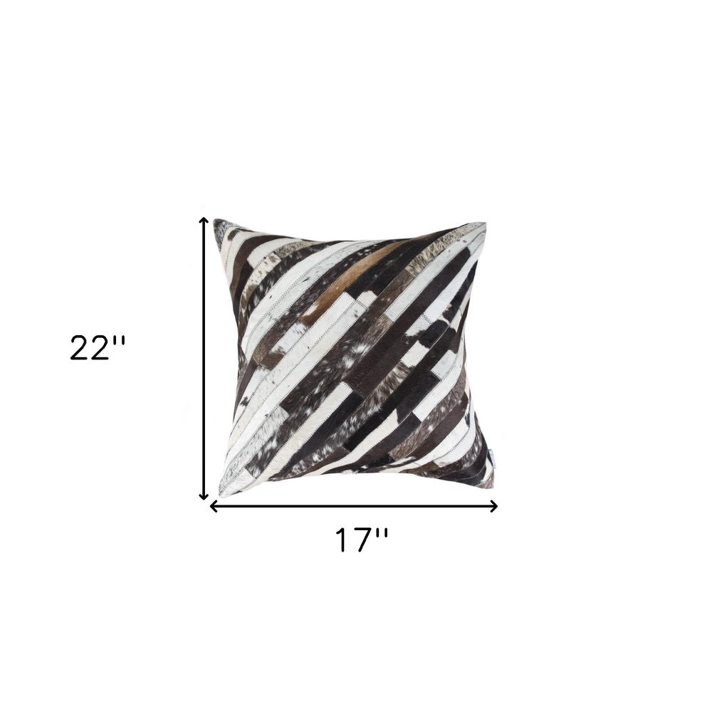 22" Brown And White Cowhide Cowhide Throw Pillow — view 3