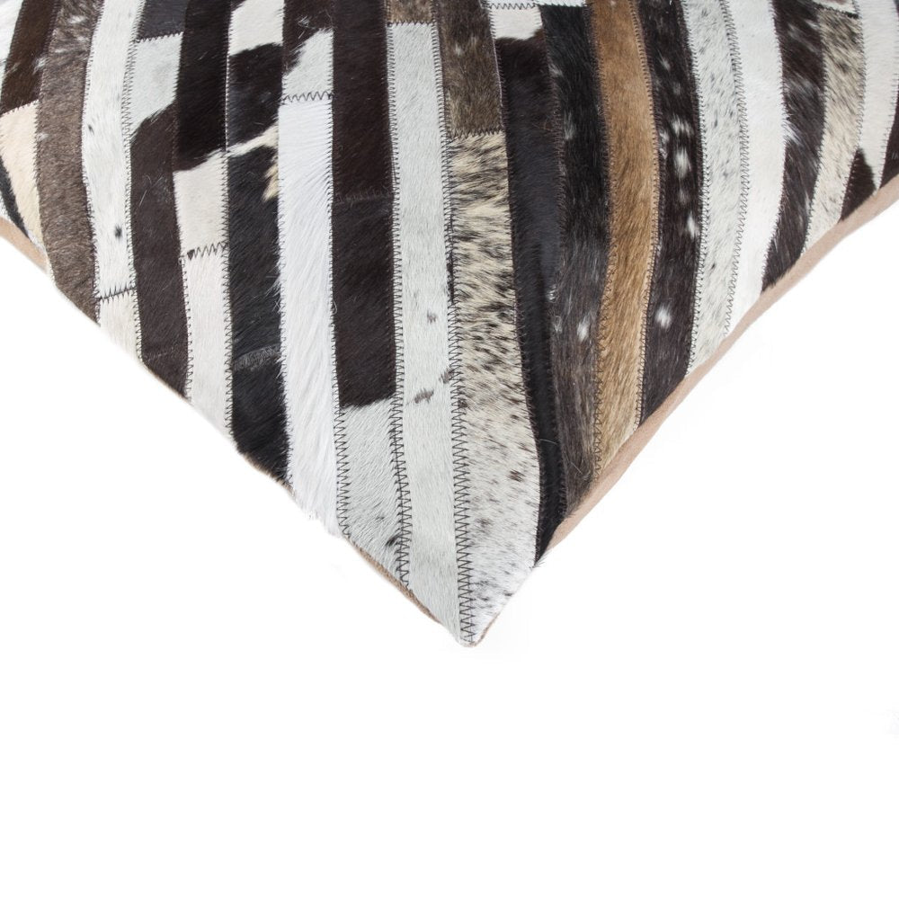 22" Brown And White Cowhide Cowhide Throw Pillow HomeRoots