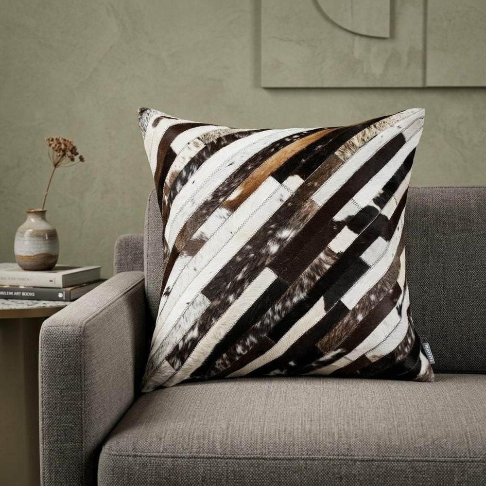 22" Brown And White Cowhide Cowhide Throw Pillow HomeRoots