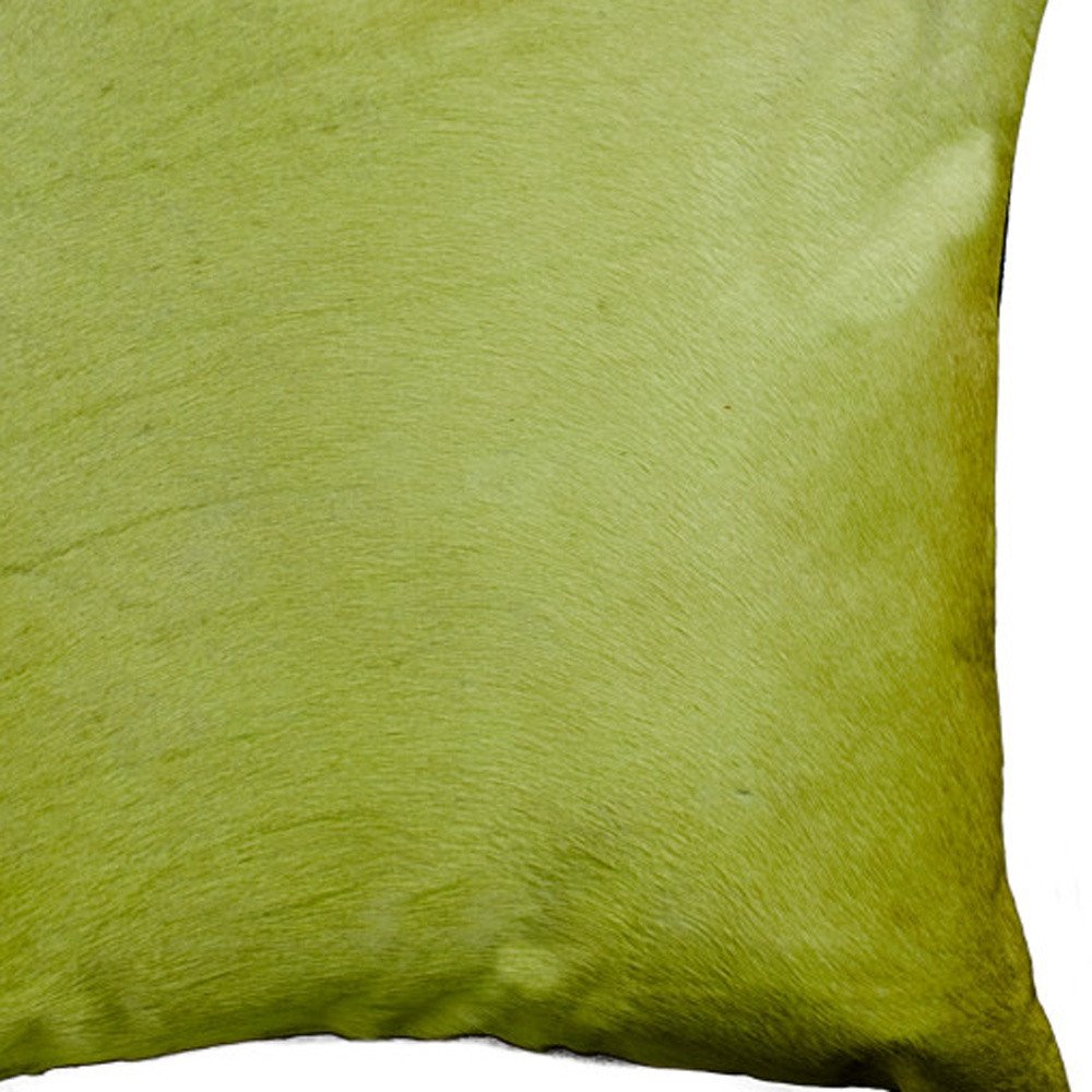 18" Lime Green Cowhide Throw Pillow