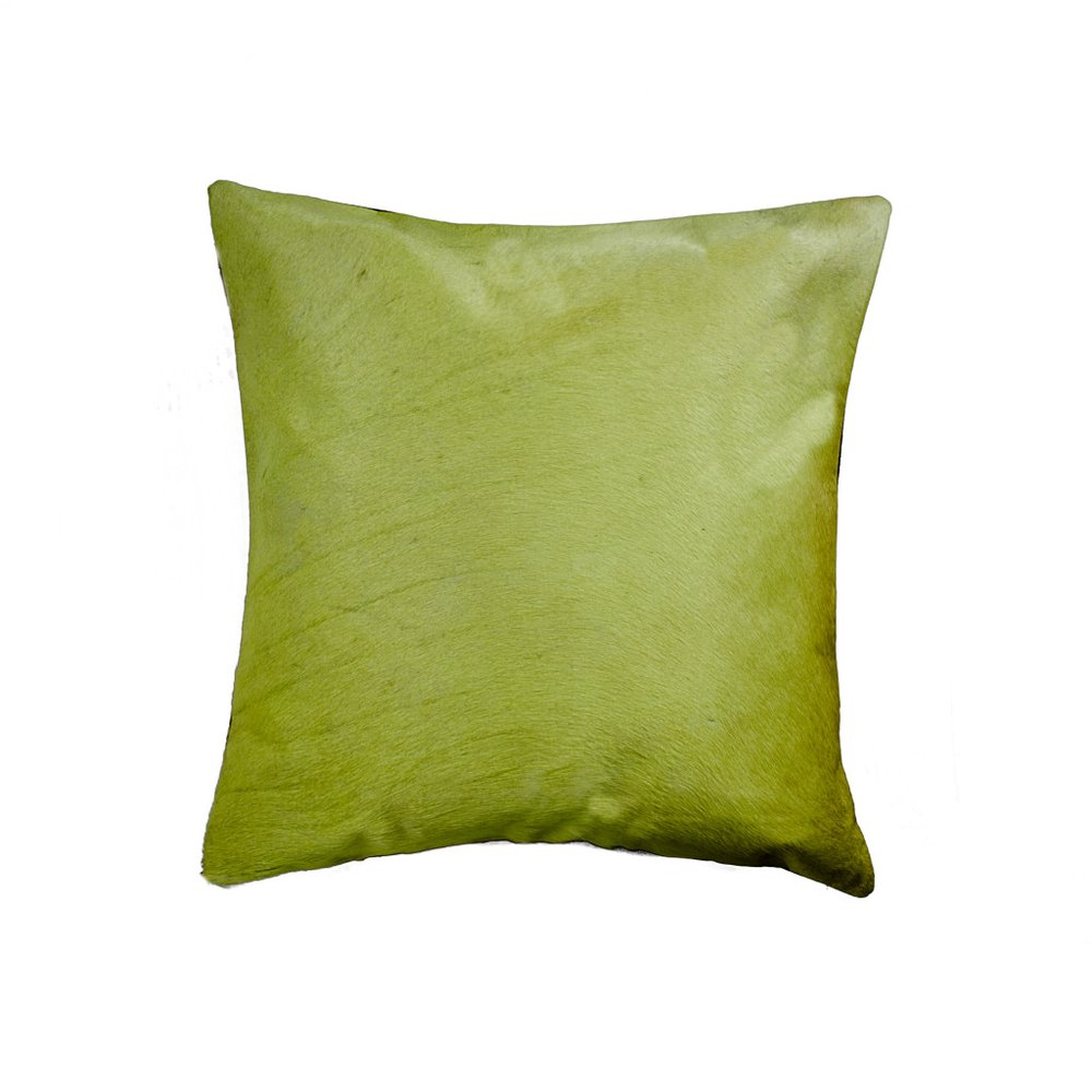18" Lime Green Cowhide Throw Pillow — view 1