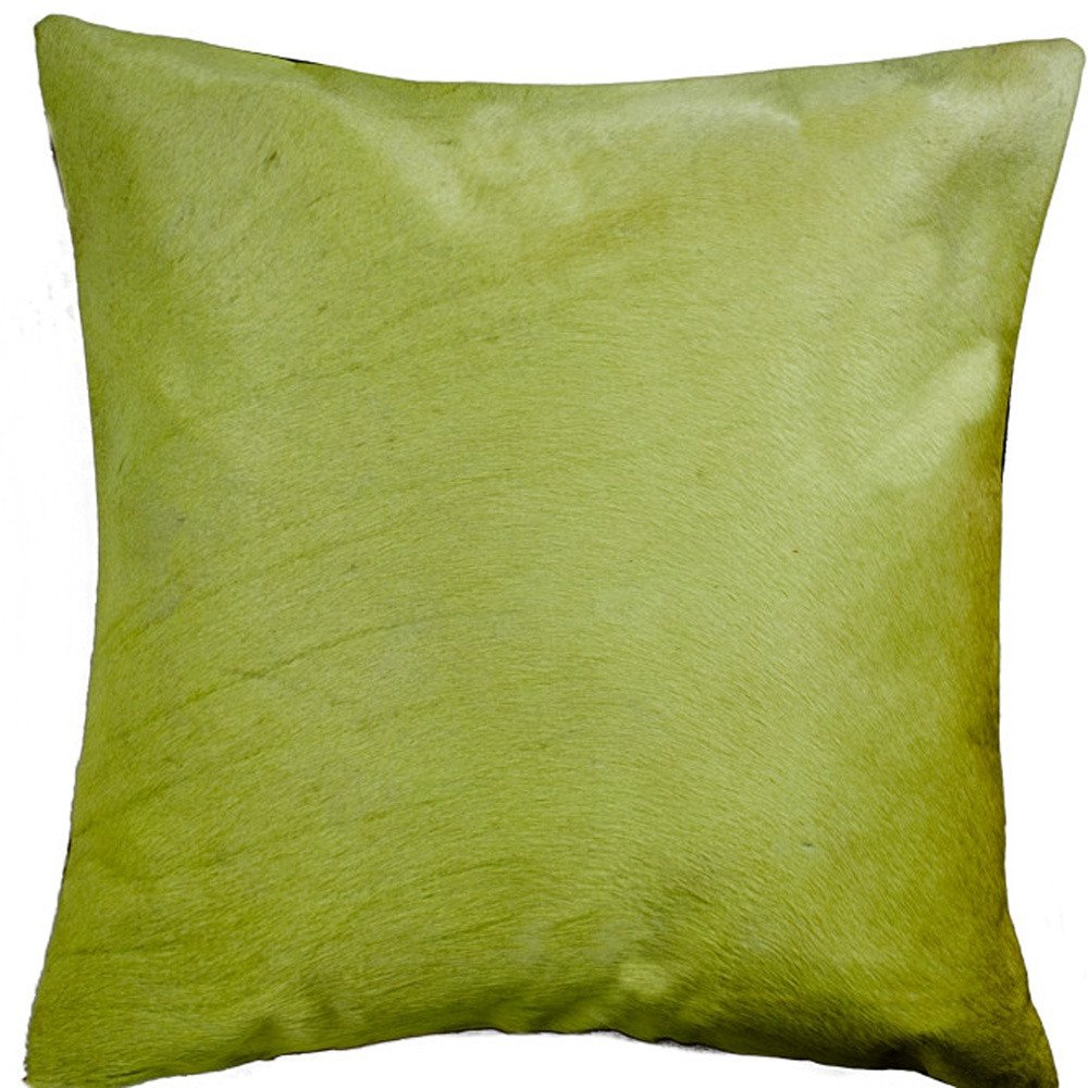 18" Lime Green Cowhide Throw Pillow — view 5