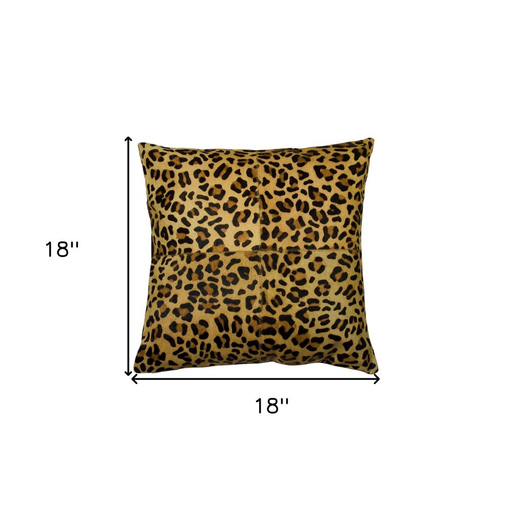 Set of Two 18" Brown and Black Leopard Cowhide Throw Pillows — view 6