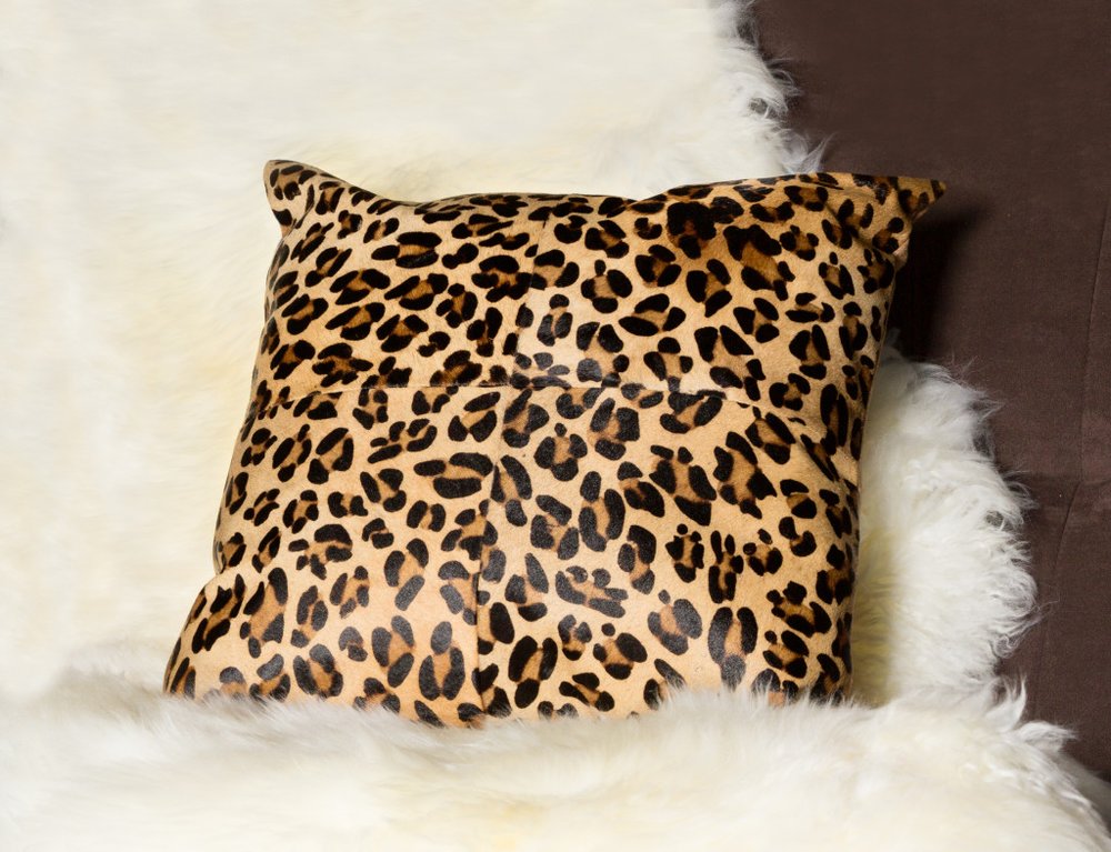 Set of Two 18" Brown and Black Leopard Cowhide Throw Pillows — view 2