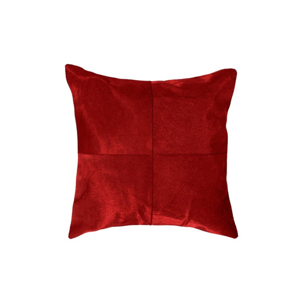 Set of Two 18" Red Cowhide Throw Pillows — view 5