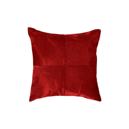 Set of Two 18" Red Cowhide Throw Pillows