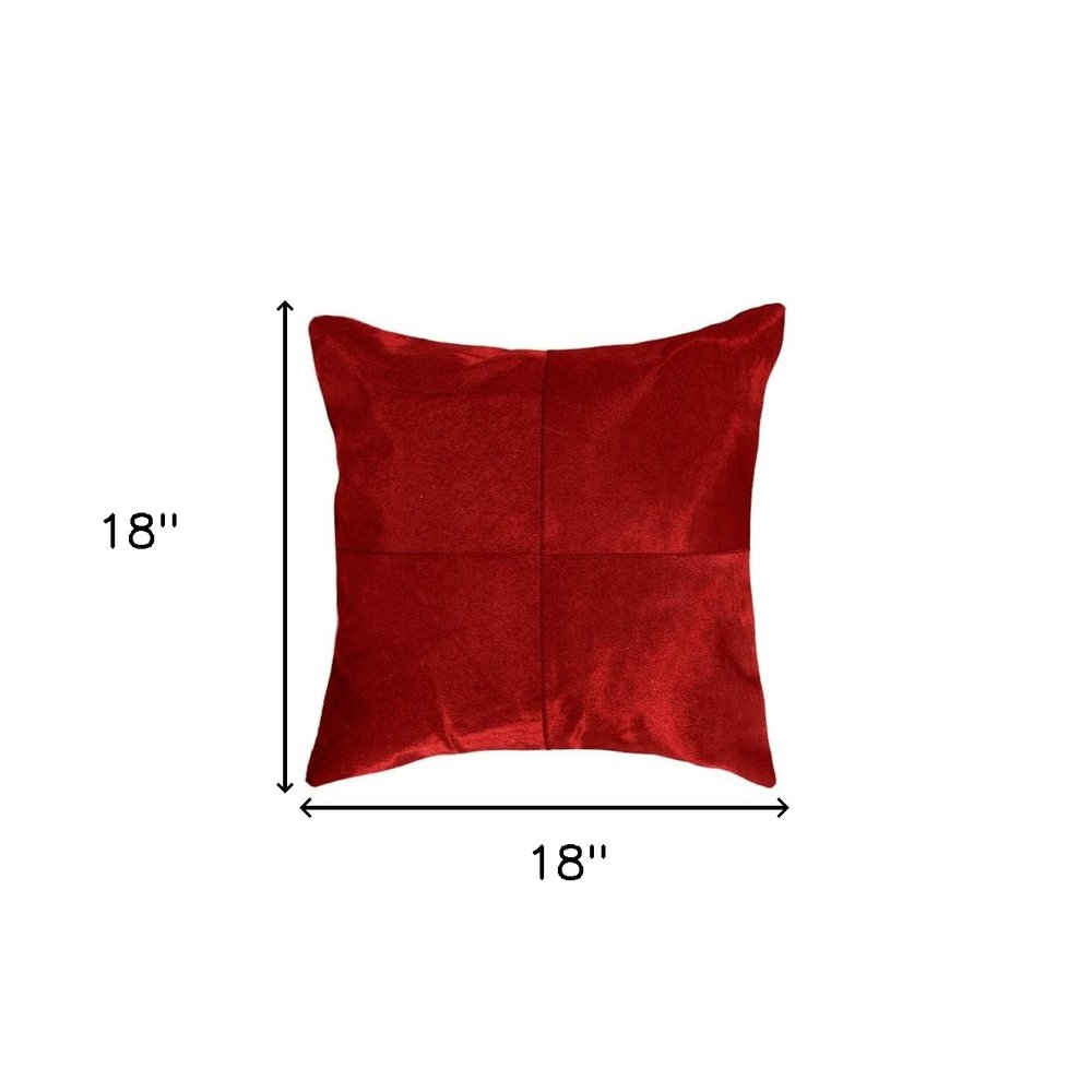 Set of Two 18" Red Cowhide Throw Pillows — view 6