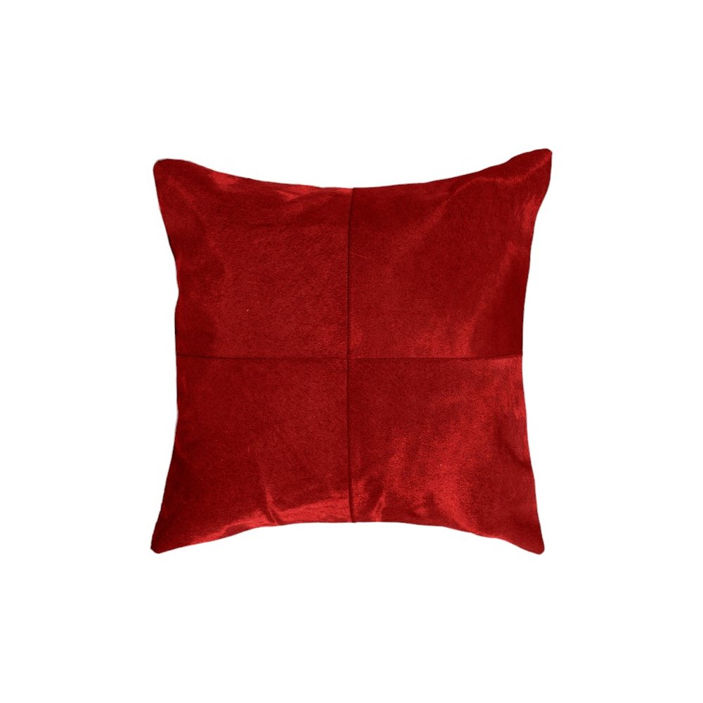 Set of Two 18" Red Cowhide Throw Pillows — view 4