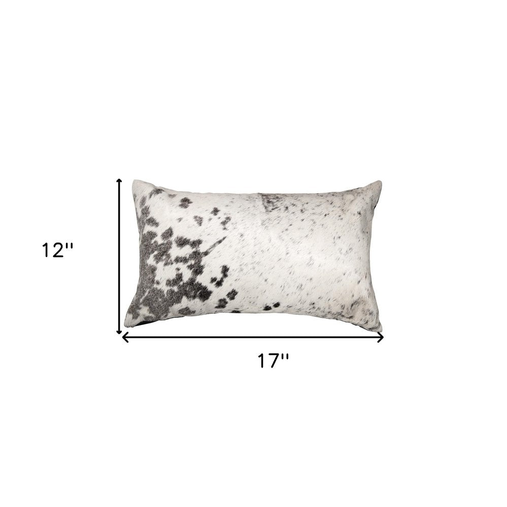 12" X 20" Gray And White Cowhide Cowhide Throw Pillow — view 3
