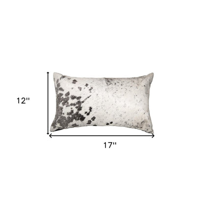 12" X 20" Gray And White Cowhide Cowhide Throw Pillow
