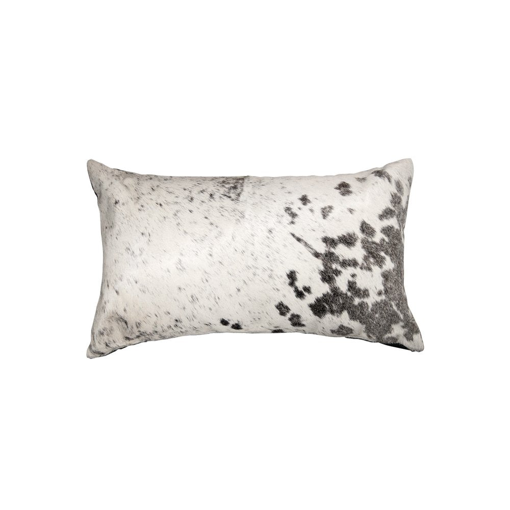 12" X 20" Gray And White Cowhide Cowhide Throw Pillow — view 4