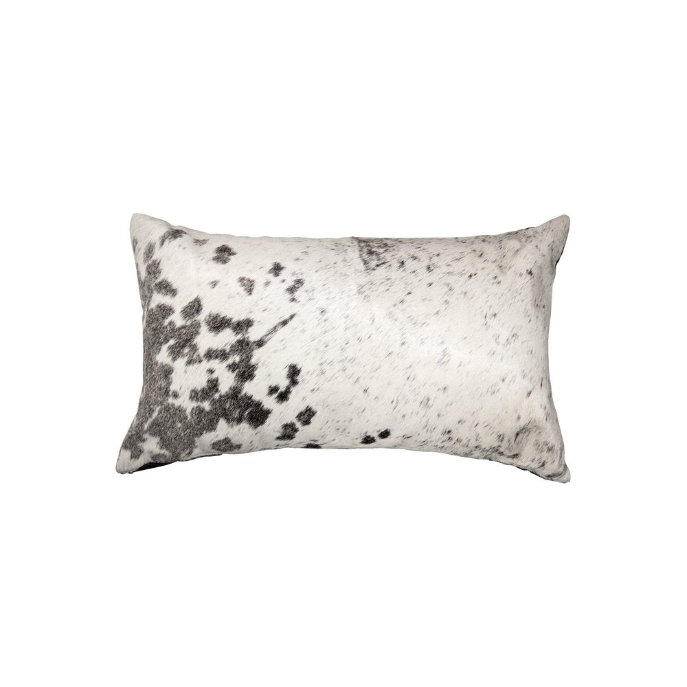 12" X 20" Gray And White Cowhide Cowhide Throw Pillow