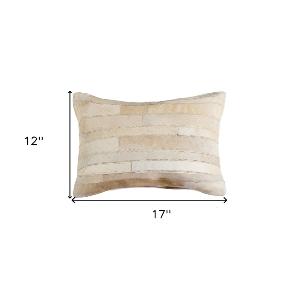 12" X 20" Natural Patchwork Cowhide Lumbar Throw Pillow — view 3