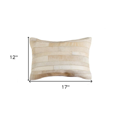 12" X 20" Natural Patchwork Cowhide Lumbar Throw Pillow