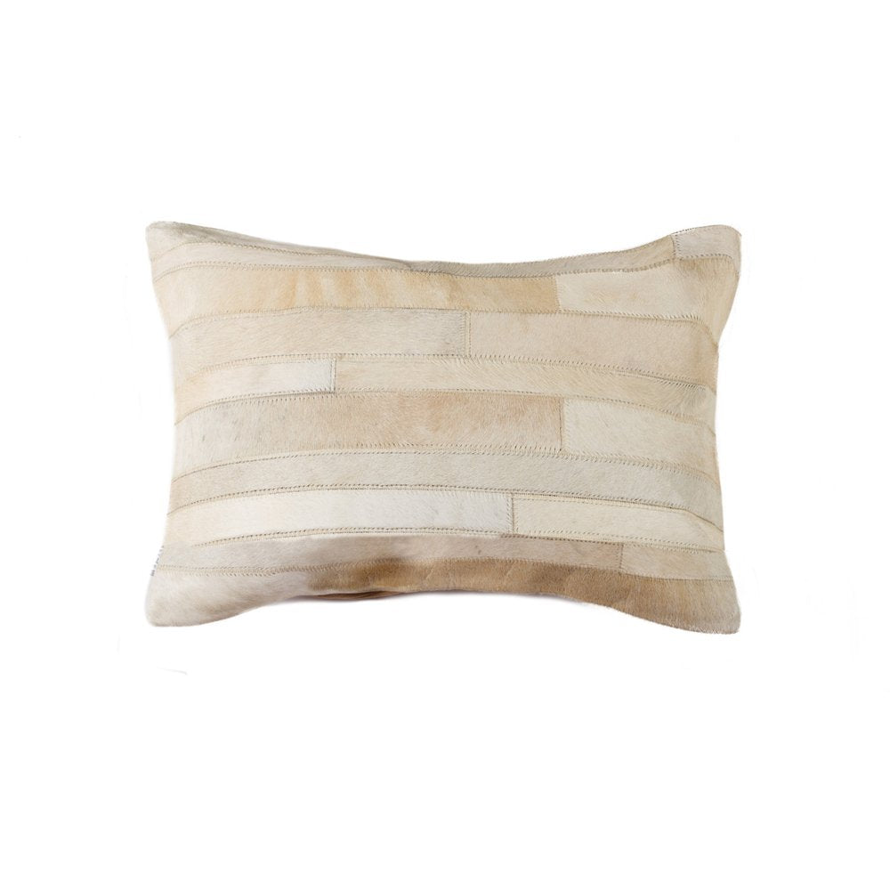 12" X 20" Natural Patchwork Cowhide Lumbar Throw Pillow — view 4