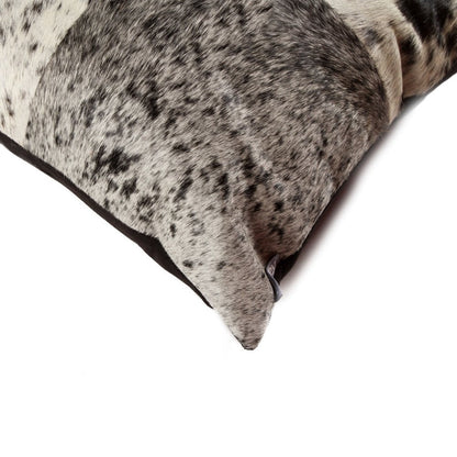 Set of Two 18" Black and White Cowhide Throw Pillows