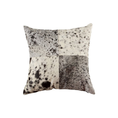 Set of Two 18" Black and White Cowhide Throw Pillows