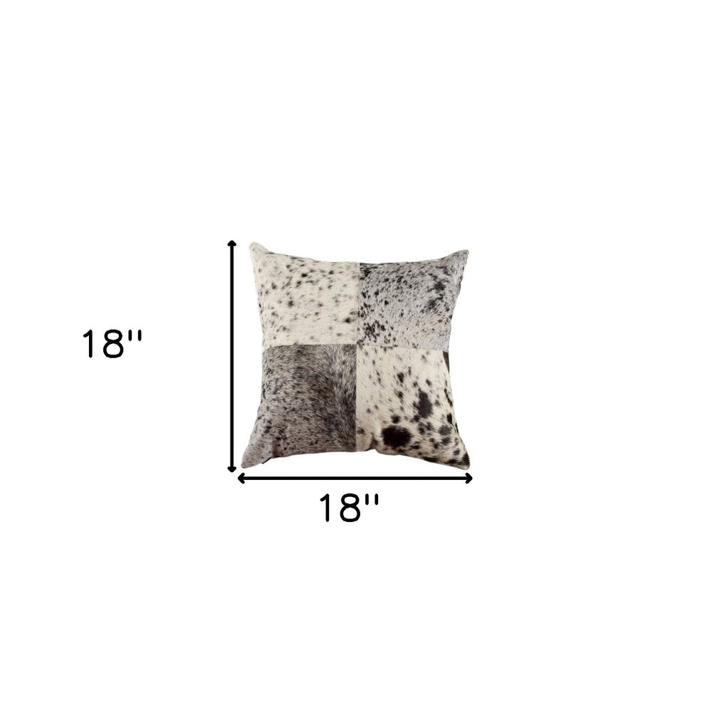 Set of Two 18" Black and White Cowhide Throw Pillows — view 6