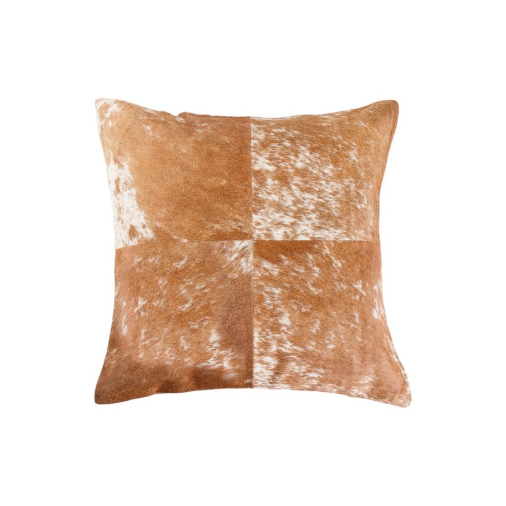 Set of Two 18" Brown and White Cowhide Cowhide Throw Pillows — view 5