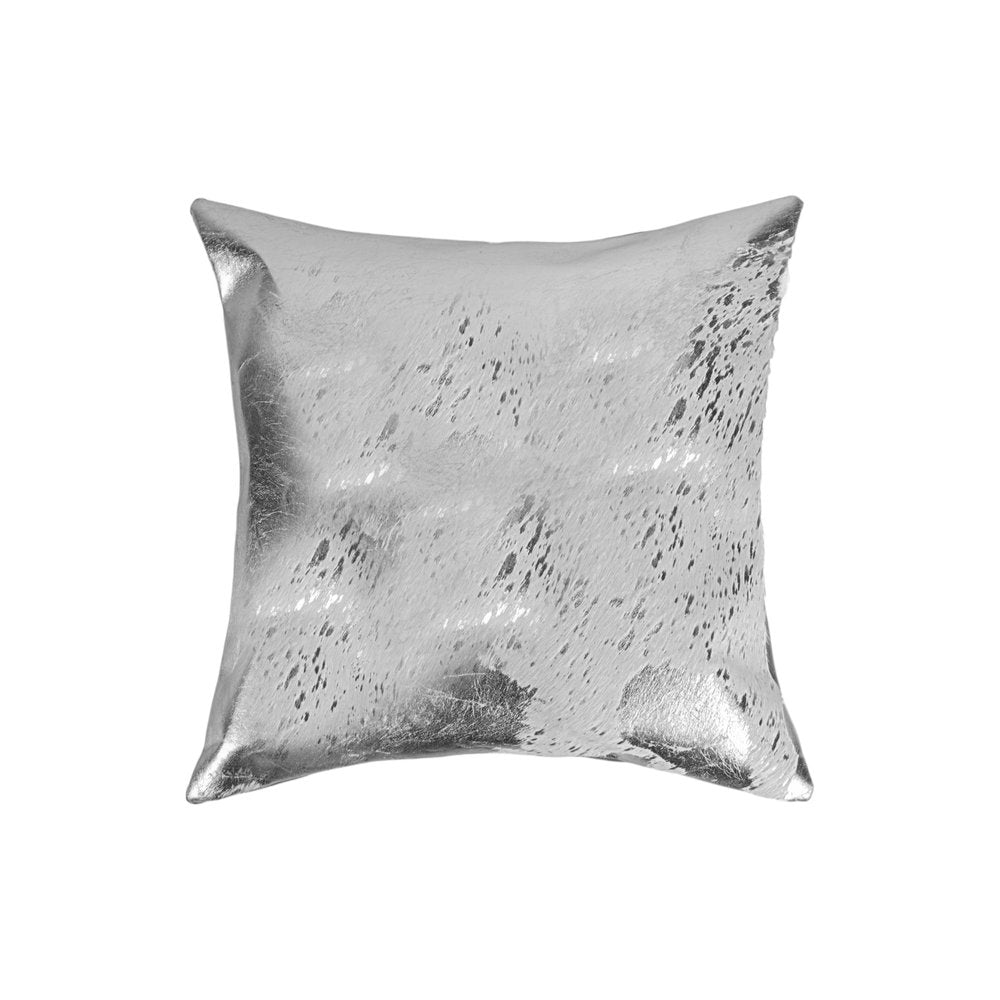 Set of Two 18" Gray and Silver Abstract Cowhide Throw Pillows with Glitter — view 4