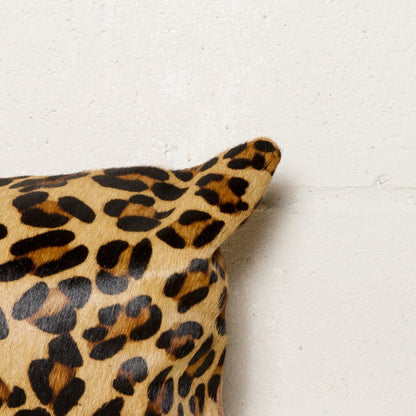 Set of Two 12" X 20" Brown and Black Leopard Cowhide Lumbar Throw Pillows