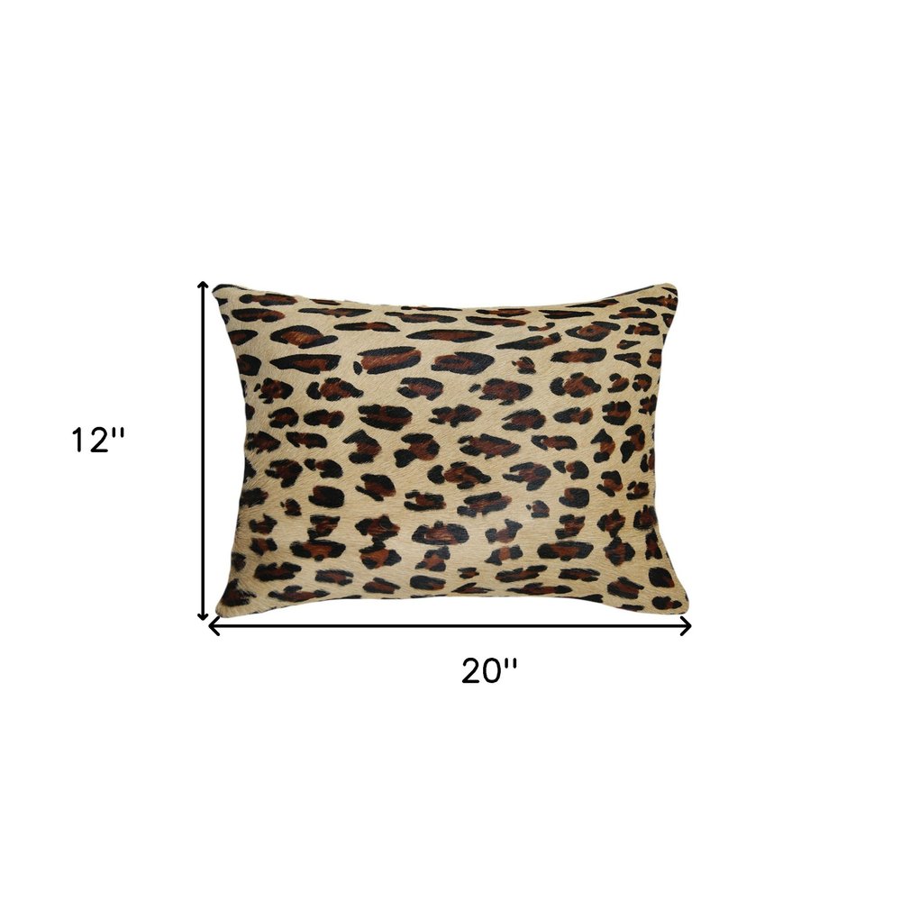 Set of Two 12" X 20" Brown and Black Leopard Cowhide Lumbar Throw Pillows — view 5