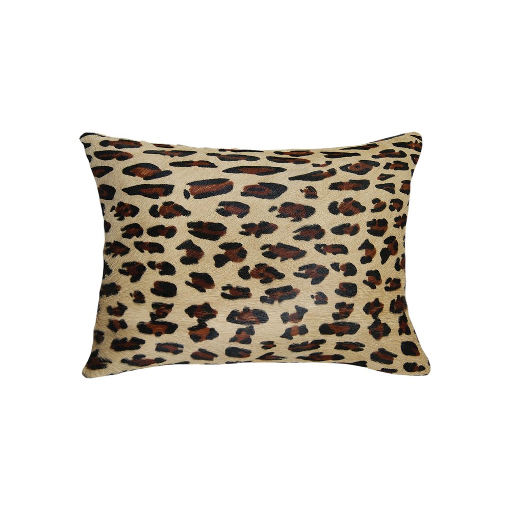 Set of Two 12" X 20" Brown and Black Leopard Cowhide Lumbar Throw Pillows — view 4
