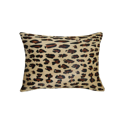 Set of Two 12" X 20" Brown and Black Leopard Cowhide Lumbar Throw Pillows