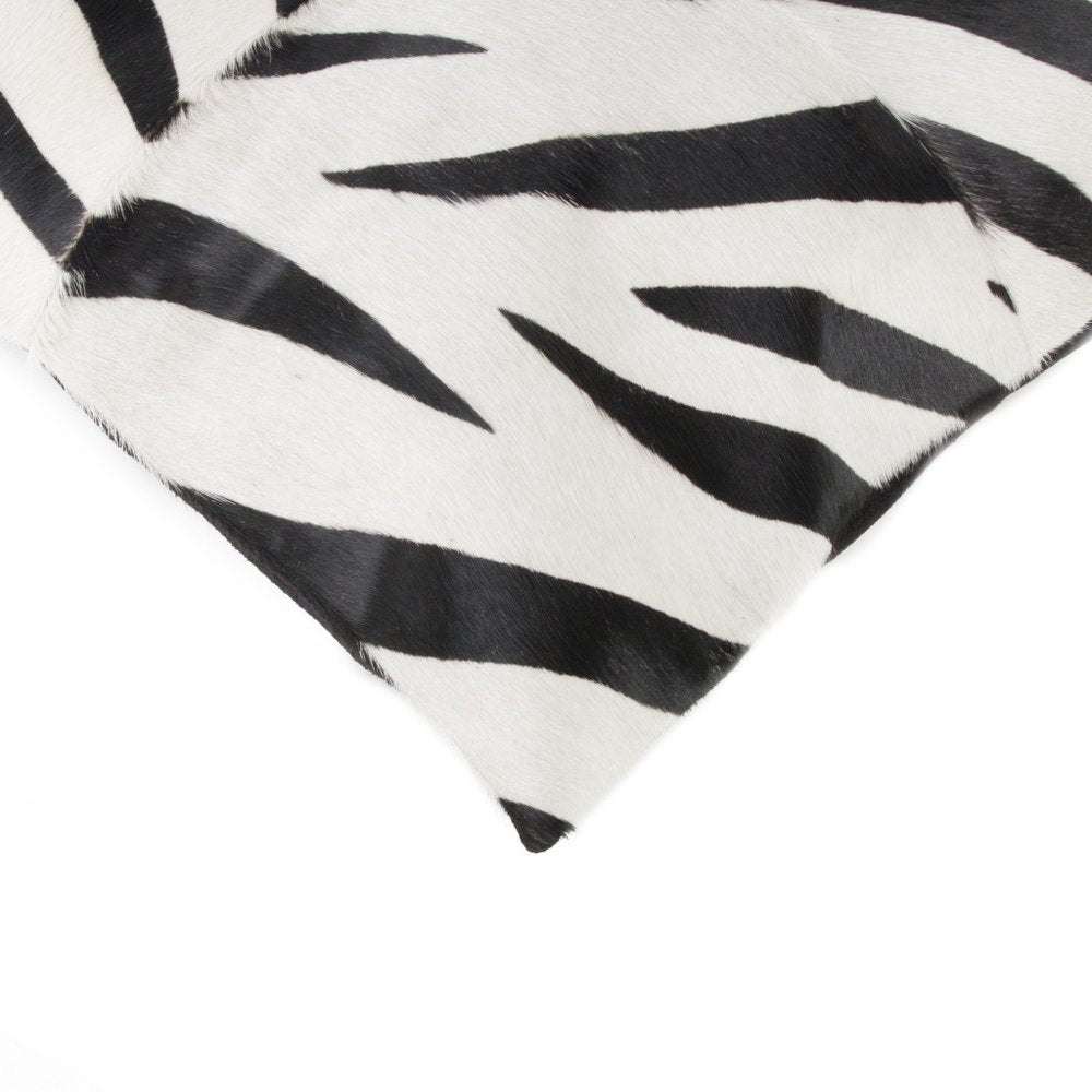 Set of Two 18" White and Black Zebra Cowhide Throw Pillows — view 2