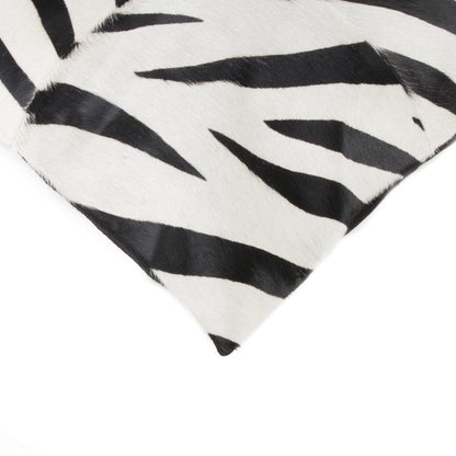 Set of Two 18" White and Black Zebra Cowhide Throw Pillows