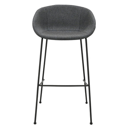 Set of Two 30" Gray And Black Fabric And Steel Low Back Bar Height Bar Chairs HomeRoots