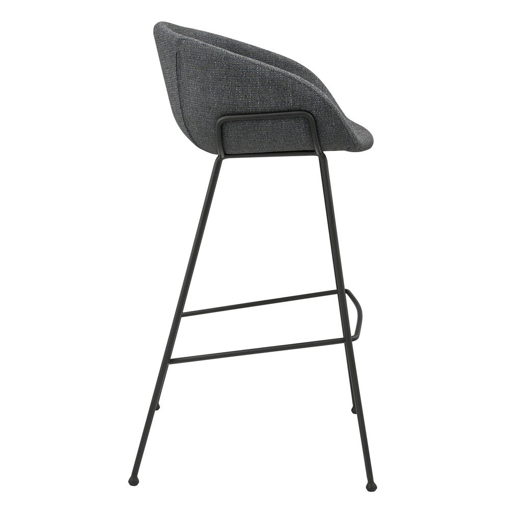 Set of Two 30" Gray And Black Fabric And Steel Low Back Bar Height Bar Chairs HomeRoots