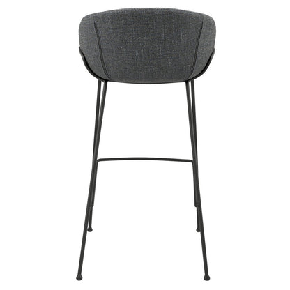 Set of Two 30" Gray And Black Fabric And Steel Low Back Bar Height Bar Chairs HomeRoots