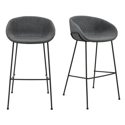 Set of Two 30" Gray And Black Fabric And Steel Low Back Bar Height Bar Chairs HomeRoots