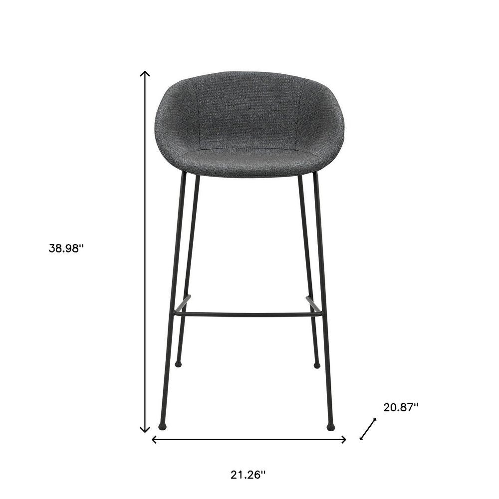 Set of Two 30" Gray And Black Fabric And Steel Low Back Bar Height Bar Chairs HomeRoots