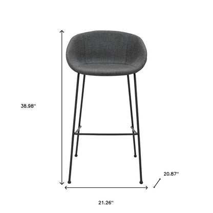 Set of Two 30" Gray And Black Fabric And Steel Low Back Bar Height Bar Chairs HomeRoots