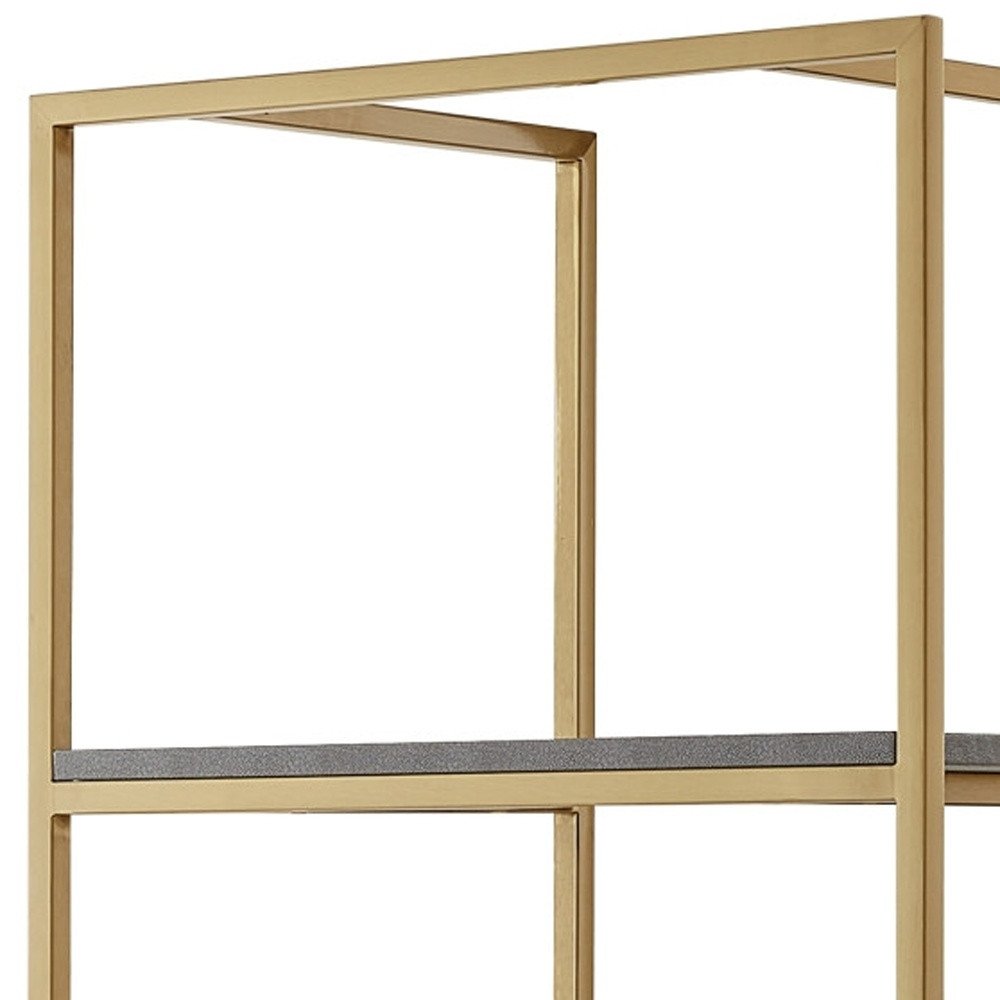 68" Gray Stainless Steel Four Tier Etagere Bookcase with a drawer HomeRoots