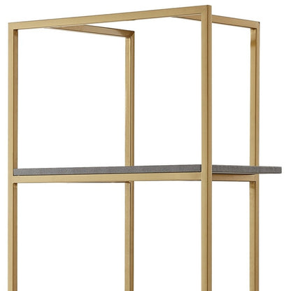 68" Gray Stainless Steel Four Tier Etagere Bookcase with a drawer HomeRoots