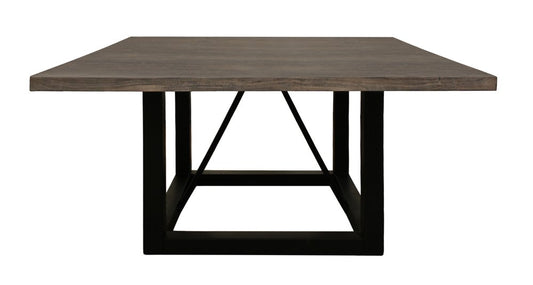 72" Dark Brown and Black Solid Wood And Iron Frame Base Square Dining Table HomeRoots