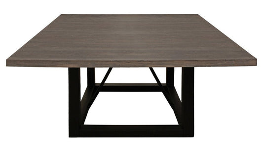 72" Dark Brown and Black Solid Wood And Iron Frame Base Square Dining Table HomeRoots