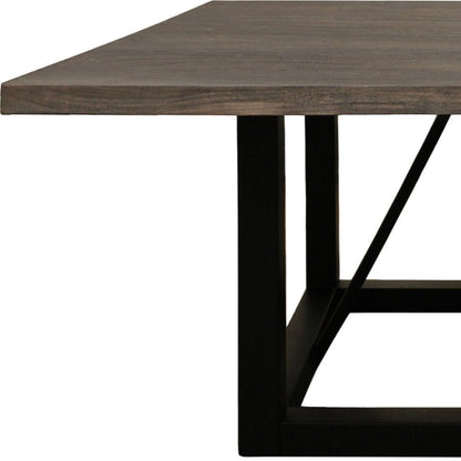 72" Dark Brown and Black Solid Wood And Iron Frame Base Square Dining Table HomeRoots