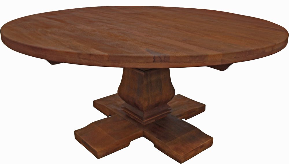 58" Brown Solid Wood Pedestal Base Round Top Dining Table HomeRoots