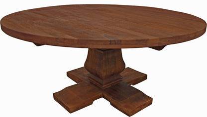 58" Brown Solid Wood Pedestal Base Round Top Dining Table HomeRoots