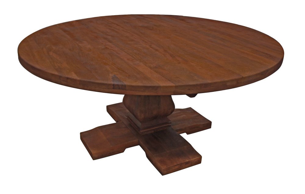 58" Brown Solid Wood Pedestal Base Round Top Dining Table HomeRoots