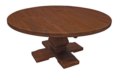 58" Brown Solid Wood Pedestal Base Round Top Dining Table HomeRoots