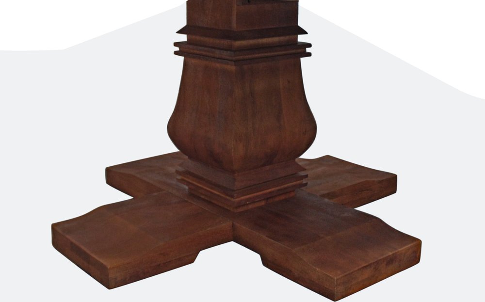 58" Brown Solid Wood Pedestal Base Round Top Dining Table HomeRoots