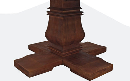58" Brown Solid Wood Pedestal Base Round Top Dining Table HomeRoots