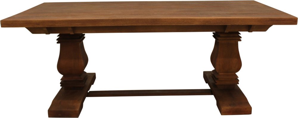 81" Brown Solid Wood Trestle Base Dining Table HomeRoots