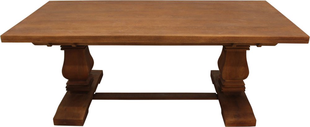81" Brown Solid Wood Trestle Base Dining Table HomeRoots